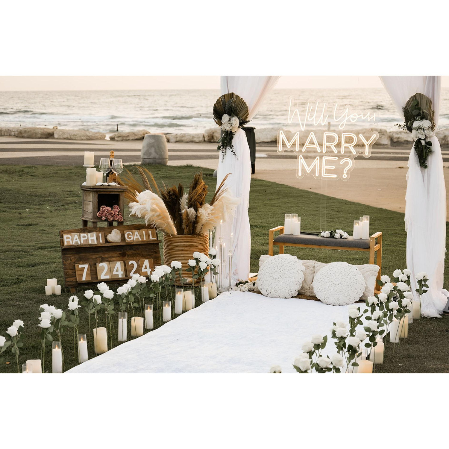 We got engaged at this beautiful set up on the beach in Tel Aviv!