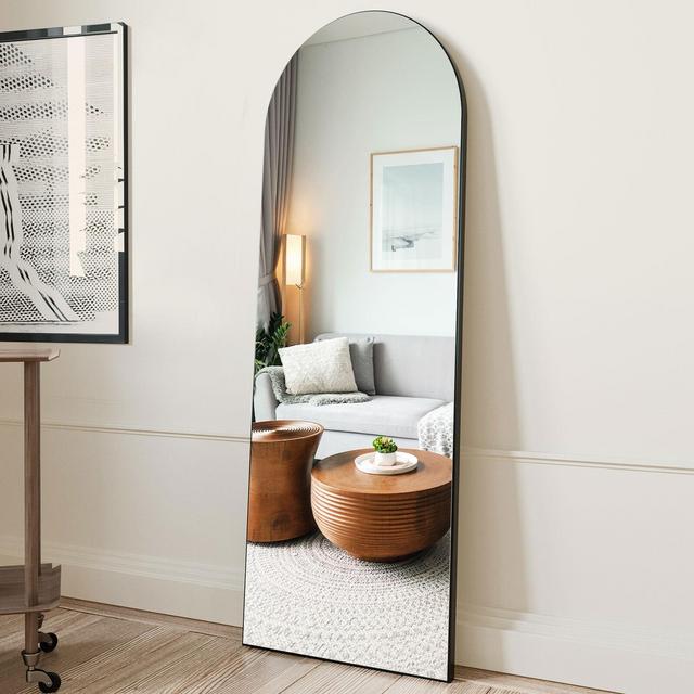 BEAUTYPEAK Arched Full Length Floor Mirror 65"x22" Full Body Standing Mirror,Black