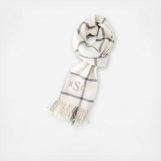 Personalized Grey Windowpane Blanket Scarf