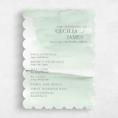 Green Scalloped Wedding Program - Loreto