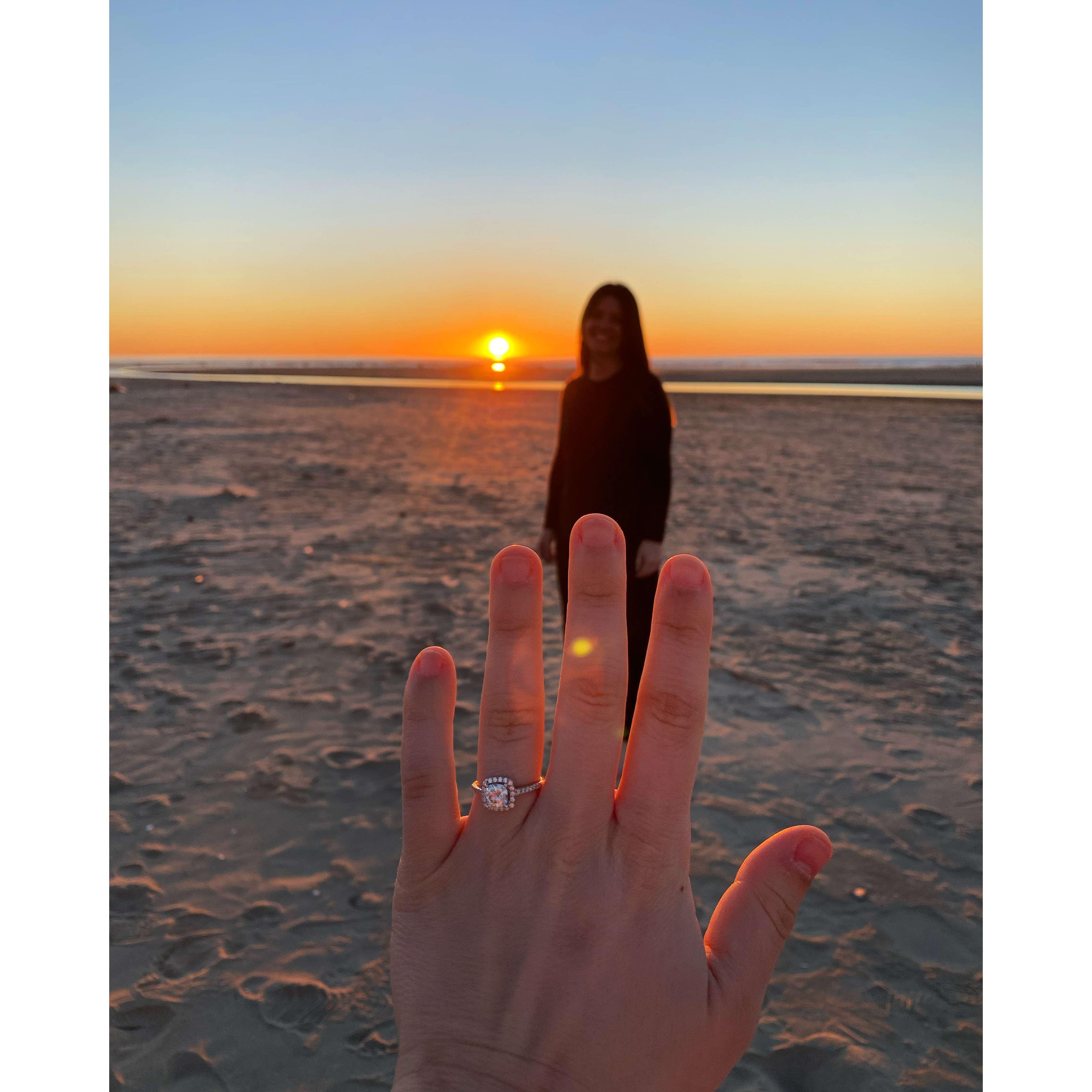 Just the two of us celebrating on Cannon Beach of the surprise engagement!