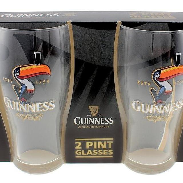 Guinness Toucan Stout Beer Glass Twin Pack | Certified Official Merchandise 20oz Glass | Gifts for Beer Lovers
