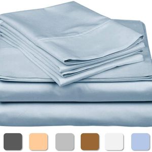 Carressa Originals - 800 Thread Count 100% Long Staple Soft Egyptian Cotton SheetSet, 4 Piece Set, QUEEN SHEETS,upto 17" Deep Pocket, Smooth & Soft Sateen Weave, Deep Pocket, Luxury Hotel Collection Bedding, SKY BLUE