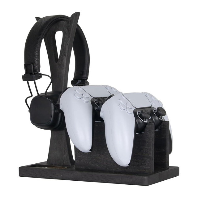 Gamer Gift for Men Teenage Boy Wood Controller Organizer with Headphone Holder & Game Controller Stand - Unique Gift Idea for Husband, Boyfriend, Gamers, Game Lover, Game Room Decor, Gaming Accessory