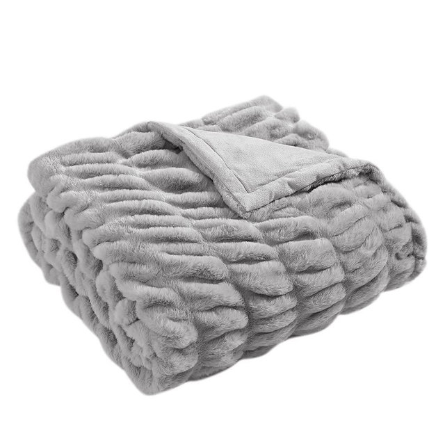 Casual Chic Lapin Ultra Fine Faux Fur Throw Blanket - Luxurious, Chic, Soft and Cozy 400 GSM Microfiber Blanket for Couch and Bed - 50” x 60” (Gray)
