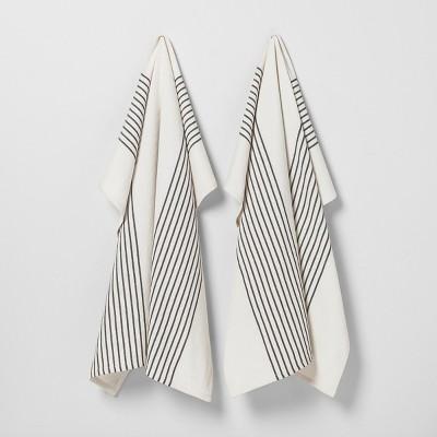 2pk Kitchen Towel Black/White Stripe - Hearth & Hand™ with Magnolia