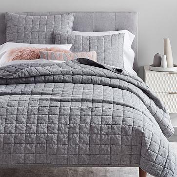 Belgian Linen Melange Quilt, Full/Queen, Slate Melange