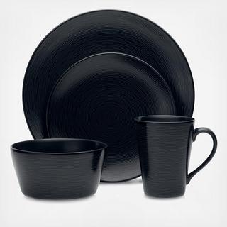 Black on Black 4-Piece Place Setting, Service for 1