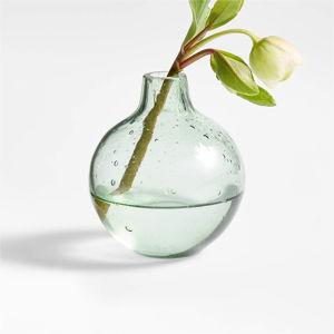 Eider Round Smoke Green Glass Bud Vase 3"