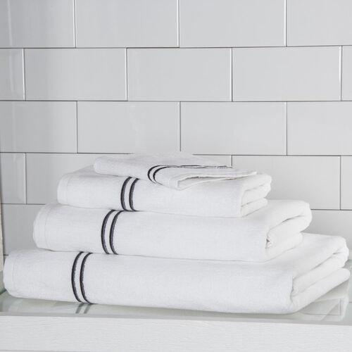 Hotel Classic Guest Towel - White + Navy