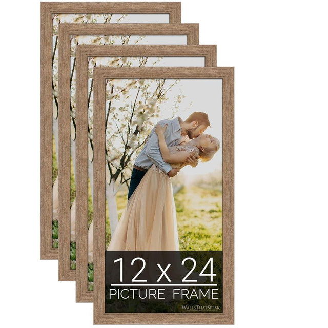 wallsthatspeak 12x24 Brown Barnwood Picture Frame for Puzzles Posters Photos or Artwork (4-Pack)