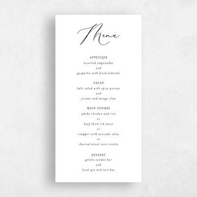 White Wedding Menu - Marlow