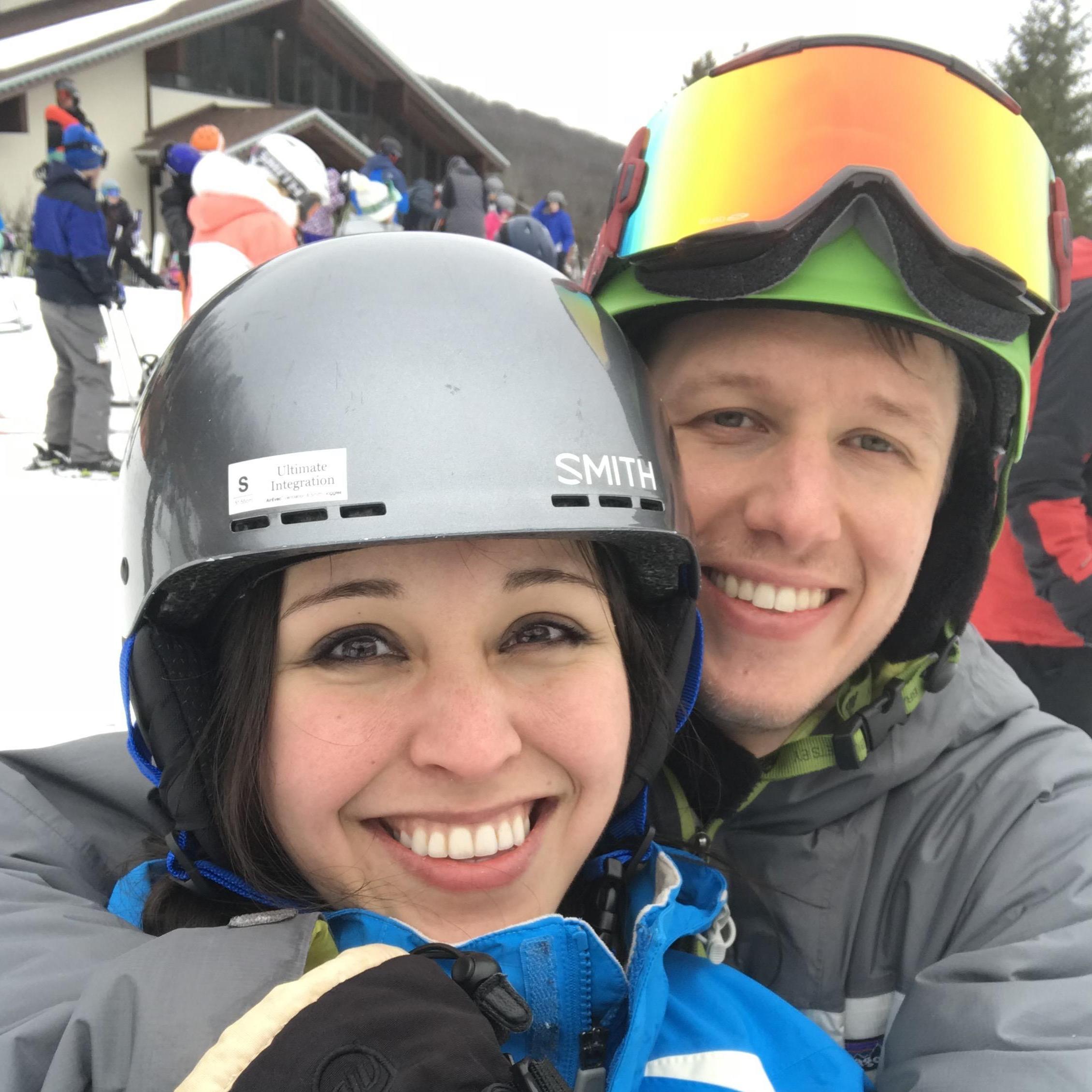 Jenn and Luke both love skiing. One of their favorite spots is at Holiday Mountain Resort in New York.