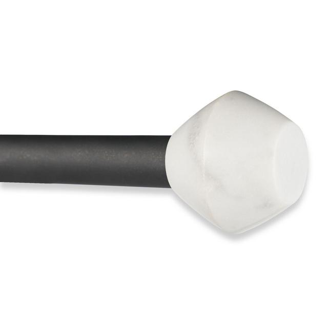 Urban Modern Alpha 48 to 84-Inch Adjustable Single Curtain Rod Set in Marble/Black