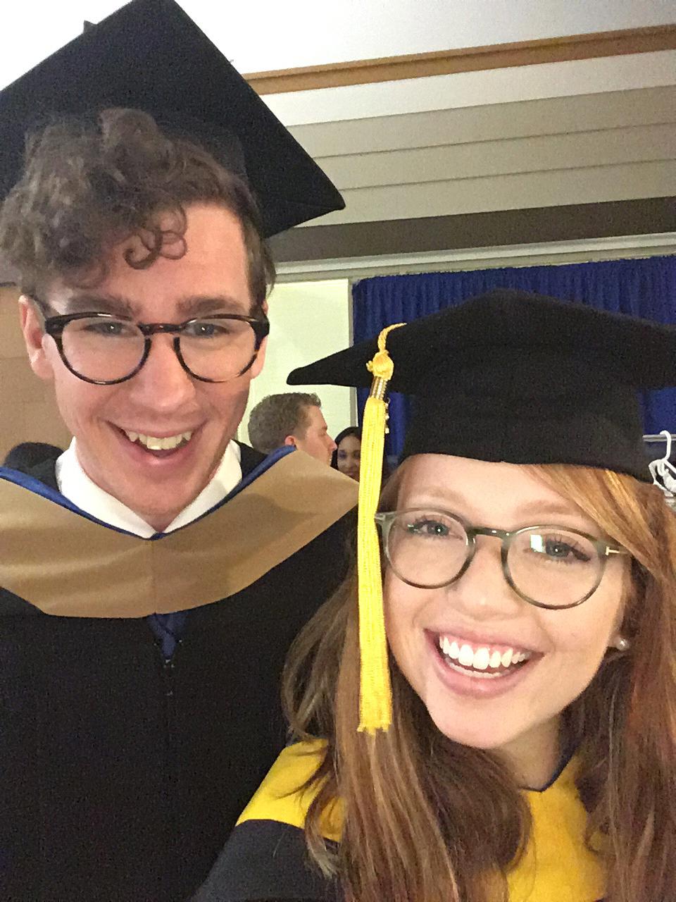 A quick selfie at our McNeese Graduation. If you don't know already, ask Cori about it and she'll be thrilled to relive this moment with you!