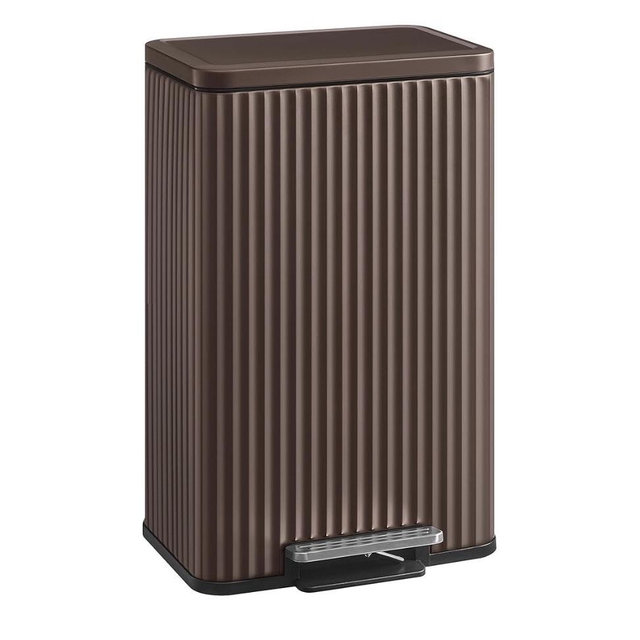 SONGMICS Trash Can, 13 Gallon (50 L) Garbage Can for Kitchen, with Lid, Pedal, and Removable Inner Bucket, Soft Close, Stainless Steel, 15 Trash Bags (Code K) Included, Brown ULTB586MZ01