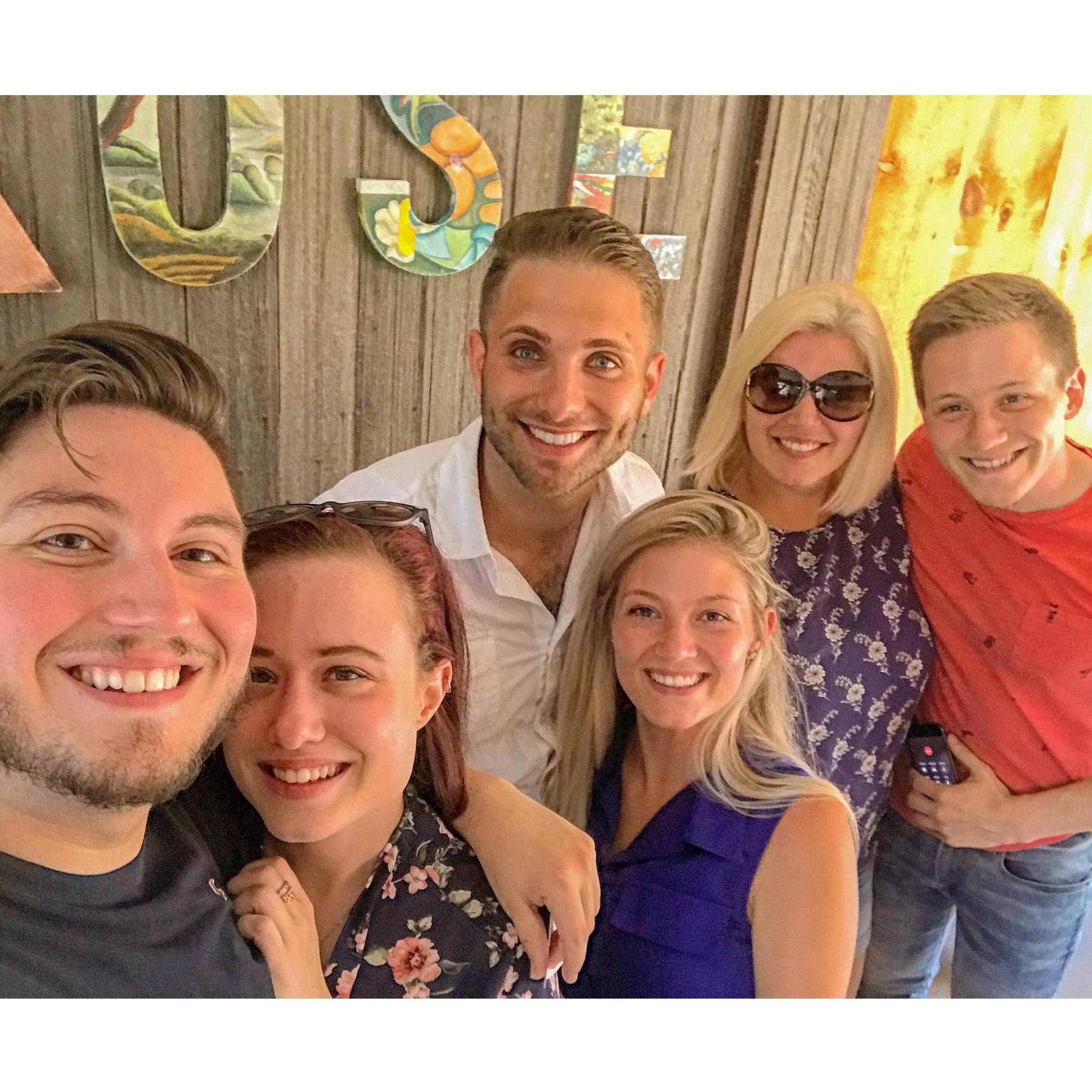 Brian (brother of the bride), Kate (soon-to-be sister-in-law), John and I, Nicole (maid of honor, sister of the bride), and Corey (brother of the bride)