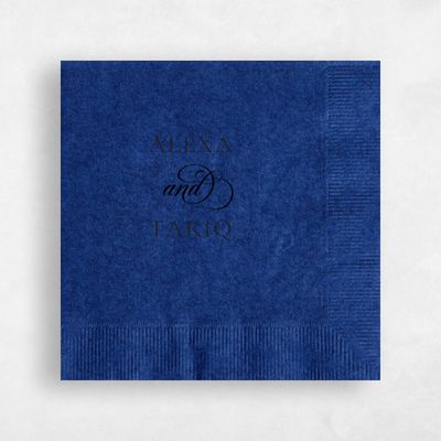 Navy, Blue Wedding Napkin - Elegant Duo