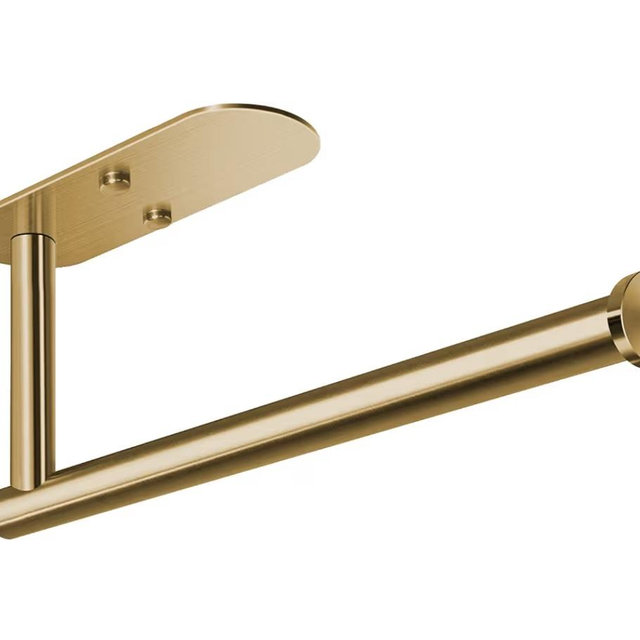VAEHOLD Adhesive Paper Towel Holder Under Cabinet Wall Mount for Kitchen Paper Towel, Paper Towel Roll Holder Stick to Wall, Stainless Steel (Gold)