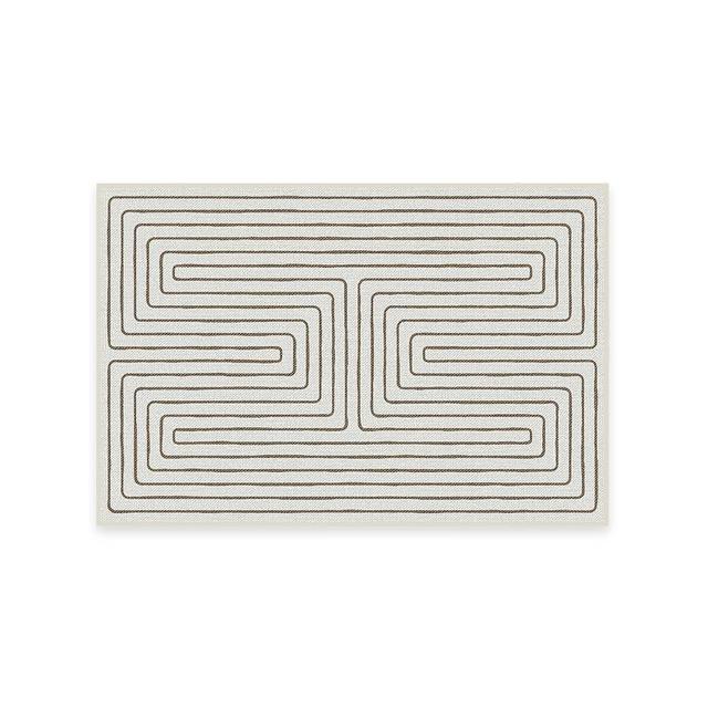 RUGGABLE x Jonathan Adler Washable Rug- Perfect Modern Area Rug for Living Room, Bedroom, Kitchen & Dorm Room- Stain & Water Resistant- Soft & Durable,Labyrinth Camel/Ivory 2'x3' (Standard Pad)
