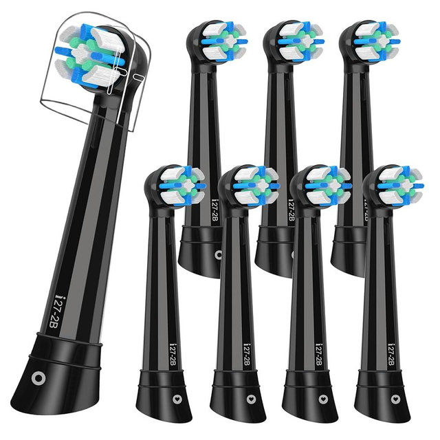 iO Replacement Heads Compatible with Oral b iO 2/3/4/5/6/7/8/9/10 Series Electric Toothbrush,Toothbrush Heads with Medium-Hard Bristles for Plaque Removal & Teeth Care,Black