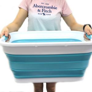 SAMMART Collapsible Plastic Laundry Basket - Foldable Pop Up Storage Container/Organizer - Portable Washing Tub - Space Saving Hamper/Basket (2 Handled, Bright Blue)