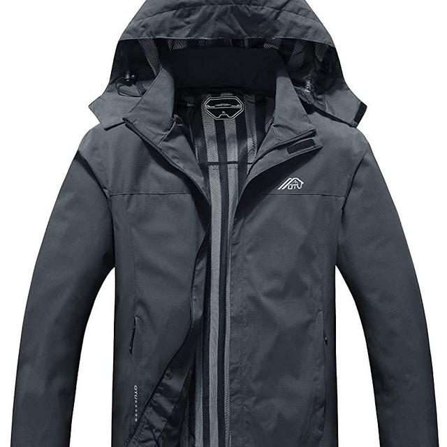 OTU Men's Lightweight Waterproof Hooded Rain Jacket Outdoor Raincoat Shell Jacket for Hiking Travel