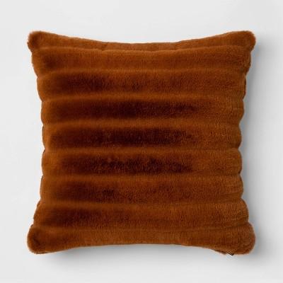 Square Channeled Faux Fur Throw Pillow Bronze - Project 62™ + Nate Berkus™