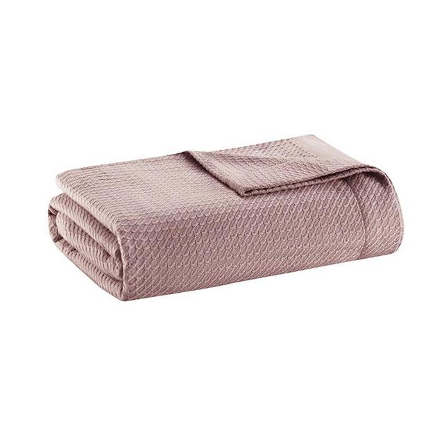 Madison Park 100% Egyptian Cotton Breathable Cozy Blanket, Premium Knit Luxury Season Lightweight Cover for Bed, Couch and Sofa, King(108"x90"), Rose