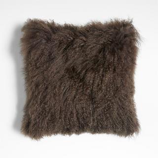 Mongolian Sheepskin Square Throw Pillow Cover