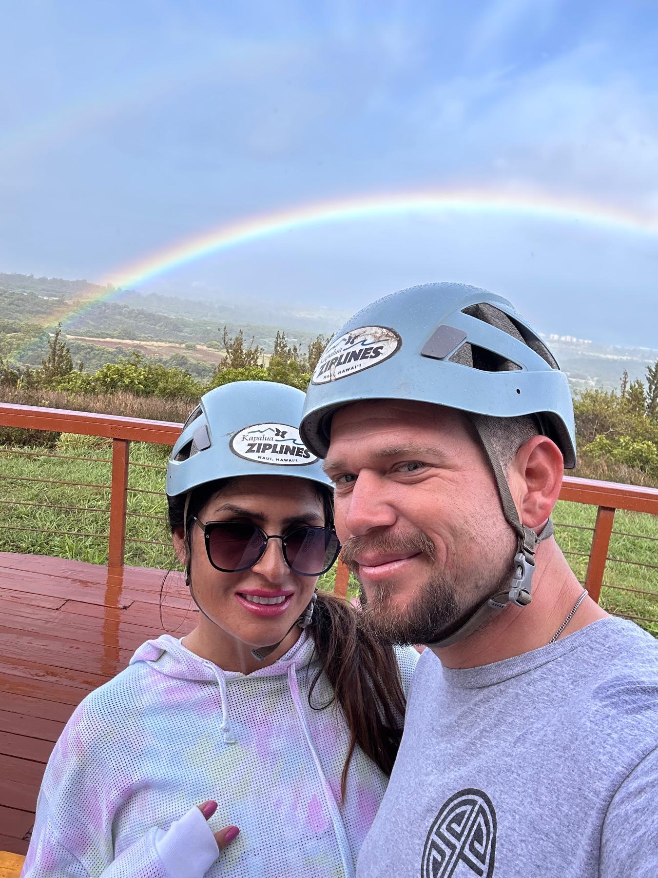 Love Formed 2 Rainbows, Connecting 2 Hearts 4.11.23 🌈🌈 Kapalua Zipling in Maui 🌺