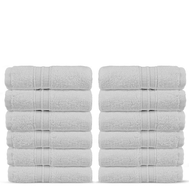 Chakir Turkish Linens - Luxury Premium Turkish Cotton 12-Piece Washcloths, Long-Stable 20/2, 2 Ply Turkish Ring-Spun Cotton Yarn Makes The Luxe-Factor, Eco-Friendly, (White)