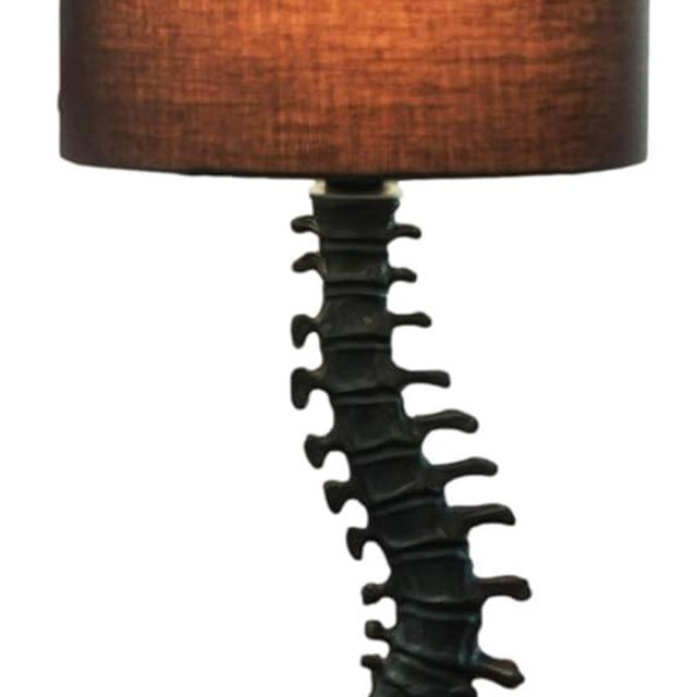 Ebros Gift Gothic Ossuary Black Vertebrae Back Bones Spine Skeleton Human Anatomy Table Lamp with Black Shade Macabre Lighting Accent Home Decor