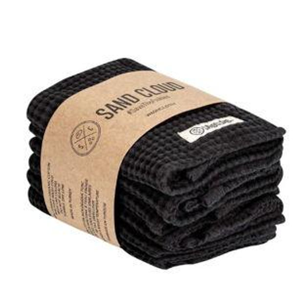 Micro Waffle Bath Washcloth Bundle - 6 Pack - Black | Sand Cloud