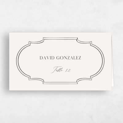 Light Oatmeal, Beige Wedding Place Card - Alpino