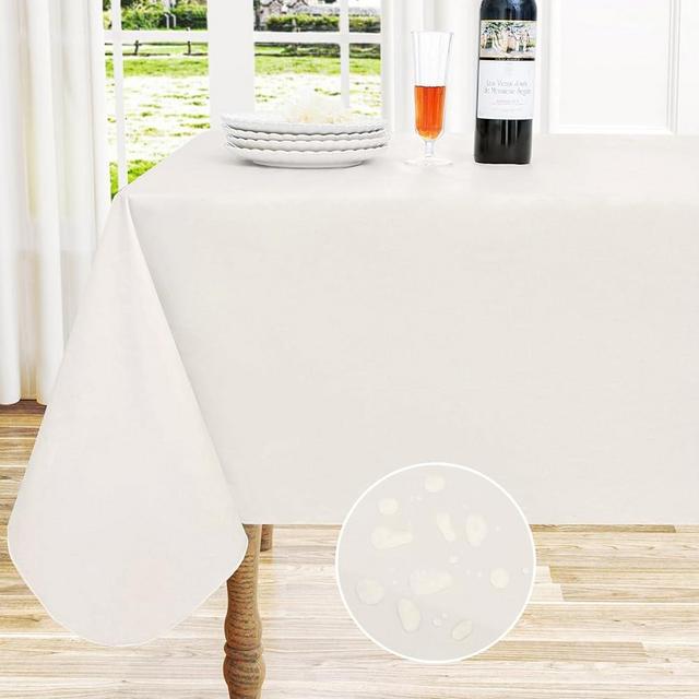 homing Rectangle Vinyl Tablecloth, 100% Waterproof Spillproof Plastic Flannel Backed Table Cloth, Wipe Clean Table Cover for Dining Table, Buffet Parties and Camping (Beige, 60" x 84")