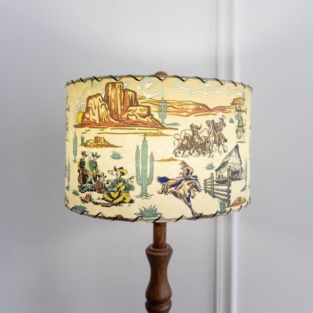 Fiberglass Lamp shade - Mid Century Modern Lampshade - Handmade MCM Vintage Style Lighting - Retro Wild West Cowboy Roundup - Buc n’ Bronco