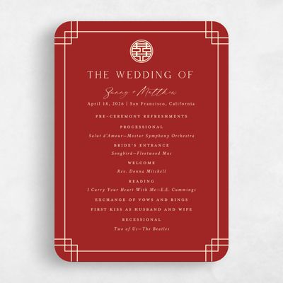 Red Rounded Wedding Program - Meili