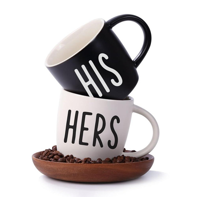 His And Hers Mugs Set Of 2 Coffee Mug 12 Ounce, Cute Matching Coffee Mug Couples for Anniversary, Wedding,Engagement， His and Her Gifts