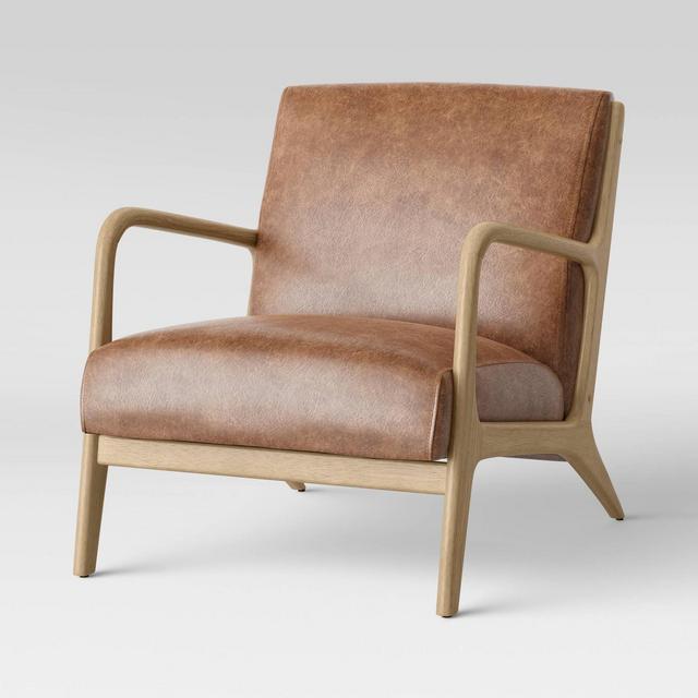 Esters Wood Arm Chair Caramel Faux Leather - Project 62™
