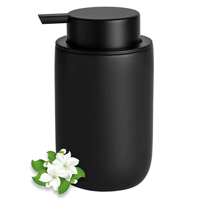 Hand Soap Dispenser for Bathroom Decro, Matte Black Ceramic Liquid Pump Bottles Refillable Dish Dispenser for Kitchen Farmhouse Colleage Dorm