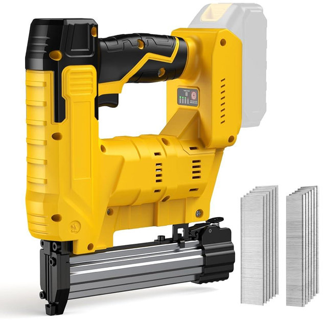 2-in-1 Cordless 18GA Brad Nailer/Staple Gun Compatible with Dewalt 20V Max Battery (No Battery), Electric Nail Gun/Stapler Battery Powered with 1000 Nails/Staples for Home Improvement, Wood Carpentry