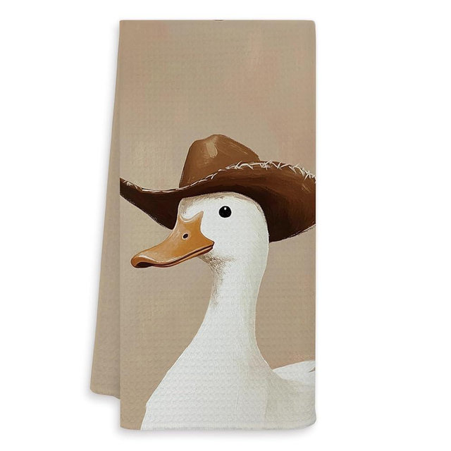 OSLYSOF Western Cowboy Duck Gifts Kitchen Towels, Duck Lover Gifts Hand Towels for Bathroom, Funny Ducks Gifts Decorative Dish Tea Towels for Kitchen, Ducks Bathroom Decor,16x24 Inch