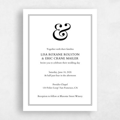 Black Bordered Wedding Invitation - Verona Portrait Letterpress