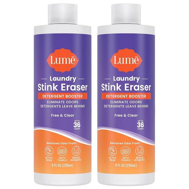 Lume Laundry Stink Eraser - Detergent Booster & Sink Soak - Eliminates Body Odor In Clothes - Odor Blasting Enzyme Blend - Makes Your Detergent Work Better - Free And Clear - 8 fluid ounces (2 Pack)