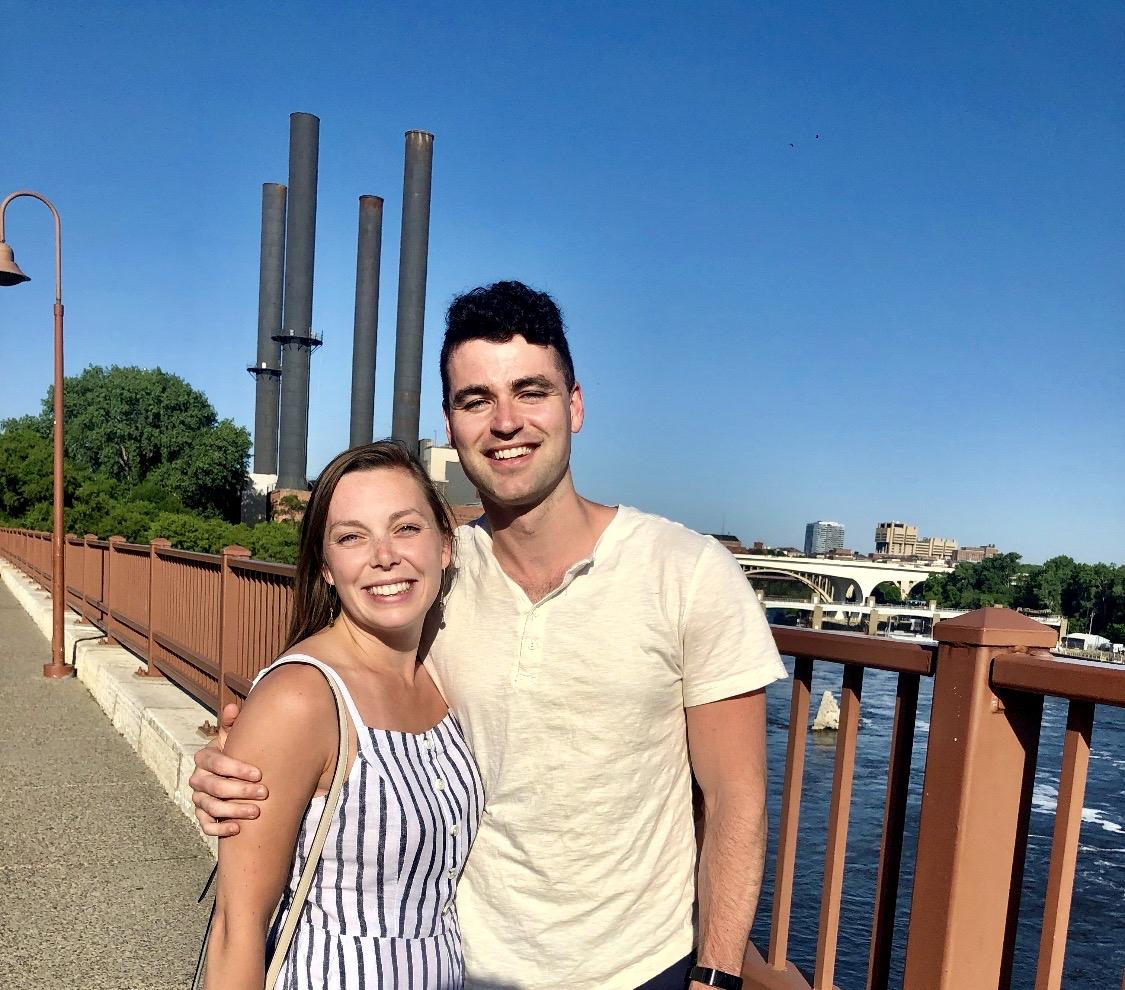 Our first photo together! Stone arch Bridge June 2019.