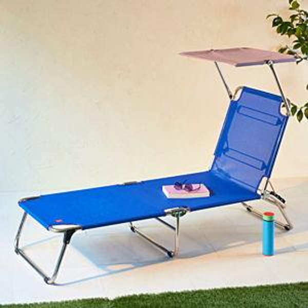 Amigo Outdoor Lounge Chair with Sun Shield - Navy/ Lilac