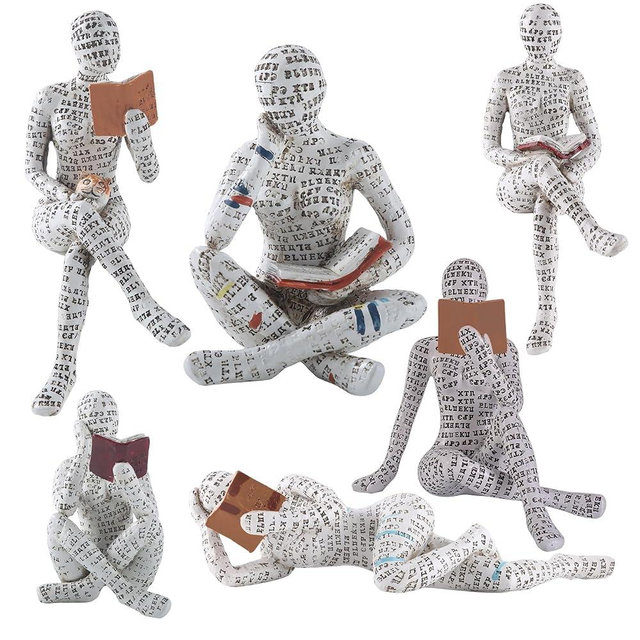 GRAPMKTG Home Decor Pulp Reading Women Thinker Statue Aesthetic Sculpture Room Decor Modern Abstract Decoration on Shelf Table Desk for Living Room Office Bedroom 6 Pack Set