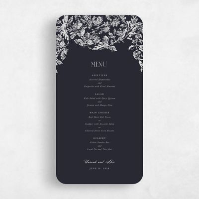 Black Rounded Wedding Menu - Treviso