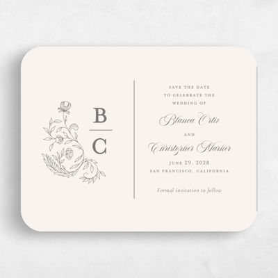 Grey Rounded Wedding Save the Date - Loxley Landscape